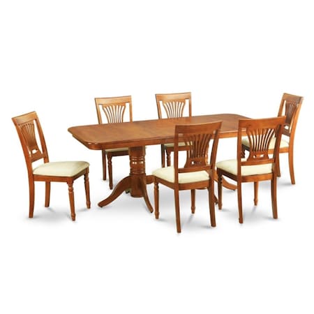 East West Furniture 9 Piece Dining Room Set Table With Leaf and 8 Dining Room Chairs, PK9 NANA9-SBR-W